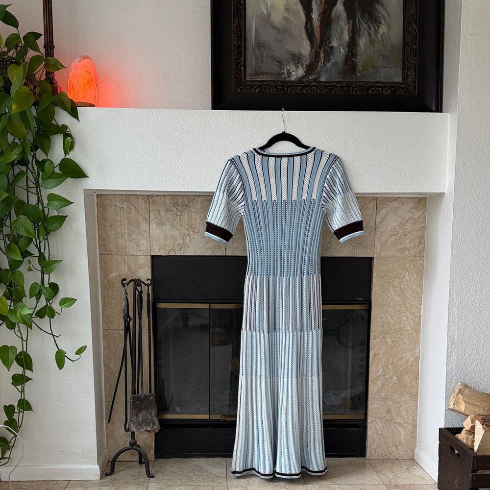 Elie Tahari Blue and Black Long Sleeve Dress Small NEW - Picture 6 of 7